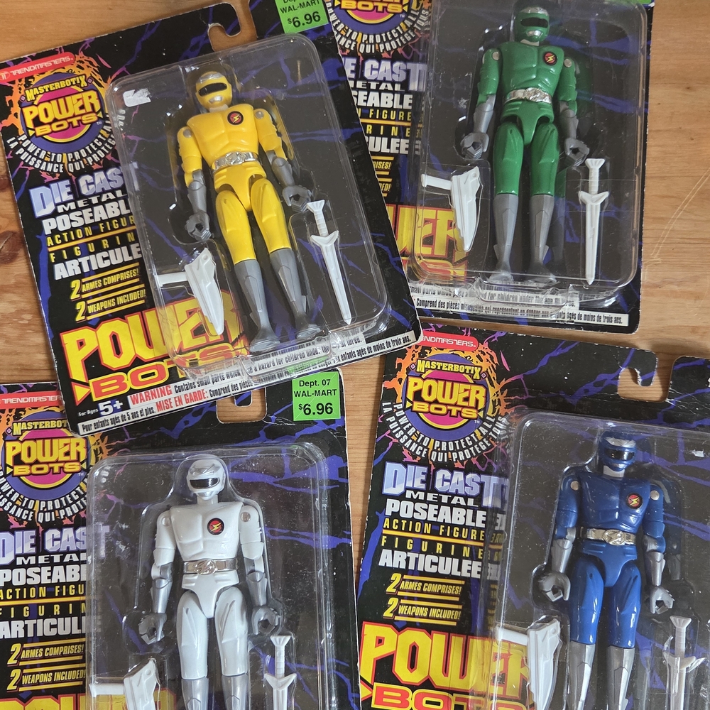Vintage 1994 Trendmasters Power Bots Action Figures - 4 Pack Lot Deadstock